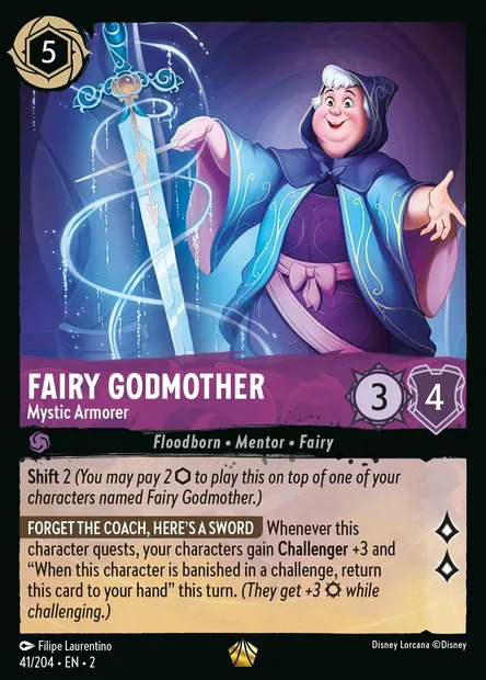 Fairy Godmother - Mystic Armorer, Disney Lorcana card CH2-041 — Rise of the Floodborn set