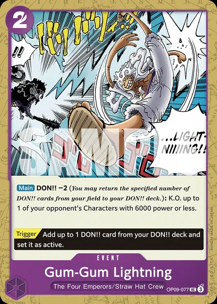 Gum-Gum Lightning, One Piece card OP09-077 — EMPERORS IN THE NEW WORLD set