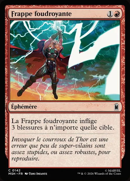 Frappe foudroyante, carte Magic MSH 142 — extension Marvel Super Heroes