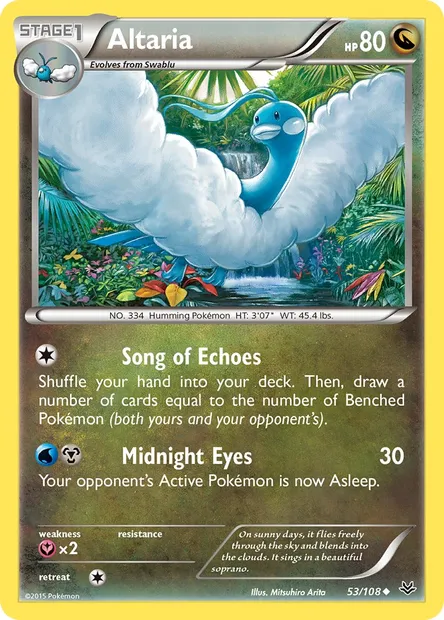Altaria, Pokémon card ROS 53 — Roaring Skies set