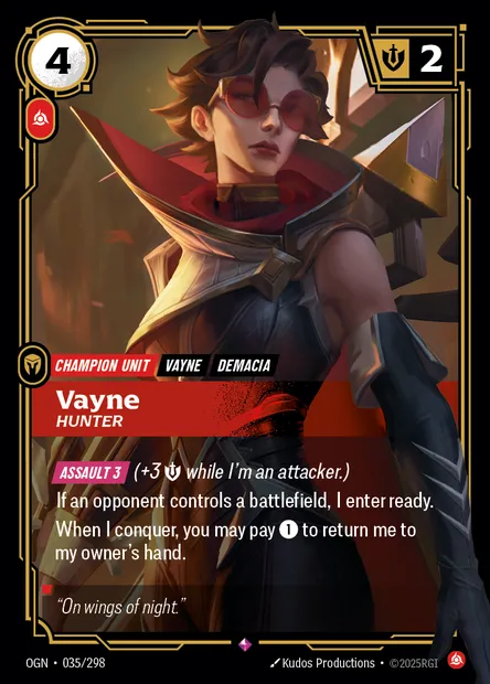 Vayne, carte Riftbound OGN 035 — extension Origins