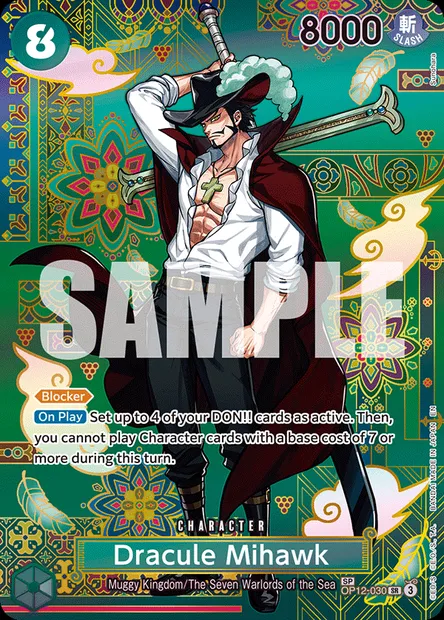 Dracule Mihawk, One Piece card OP12-030 — LEGACY OF THE MASTER set