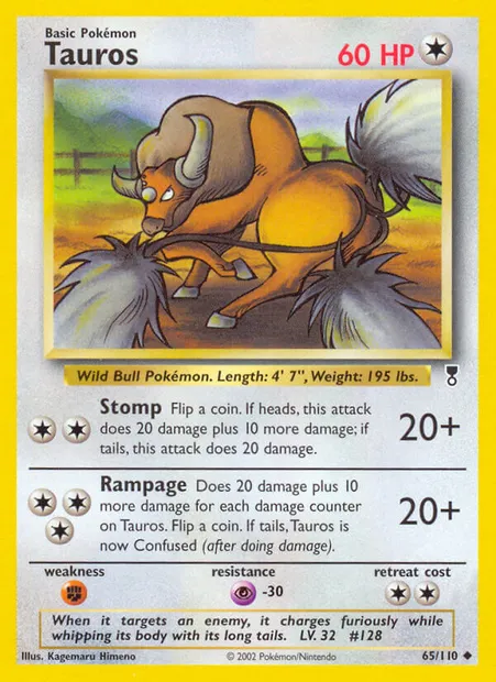 Tauros, carte Pokémon LC 65 — extension Legendary Collection