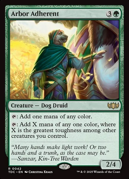 Arbor Adherent, Magic card TDC 42 — Tarkir: Dragonstorm Commander set