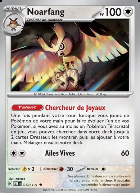 Noarfang, carte Pokémon PRE 078 — extension Évolutions Prismatiques
