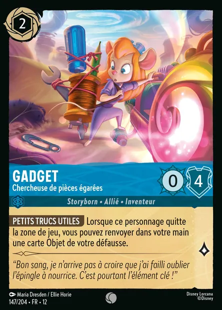 Gadget - Chercheuse de pièces égarées, carte Disney Lorcana CH12-147 — extension Contrées Inconnues
