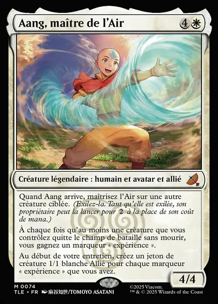 Aang, maître de l'Air, carte Magic TLE 74 — extension Avatar: The Last Airbender Eternal