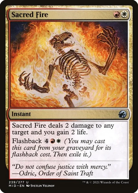 Sacred Fire, Magic card MID 239 — Innistrad: Midnight Hunt set