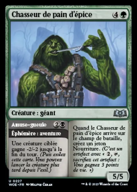 Chasseur de pain d'épice // Amuse-gueule, carte Magic WOE 227 — extension Wilds of Eldraine