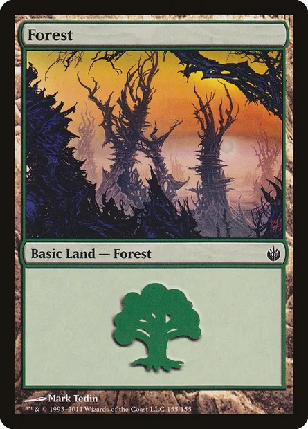 Forest, Magic card MBS 155 — Mirrodin Besieged set