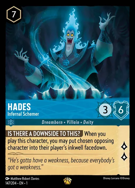 Hades - Infernal Schemer, Disney Lorcana card CH1-147 — The First Chapter set