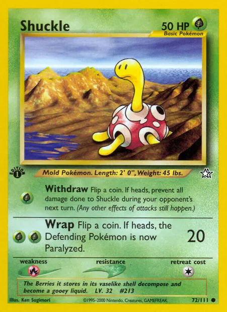 Shuckle, Pokémon card NG 72 — Neo Genesis set