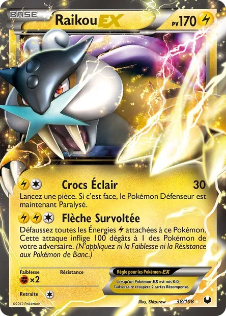 Raikou-EX, carte Pokémon DEX 38 — extension Explorateurs Obscurs