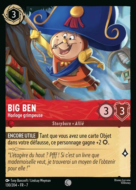 Big Ben - Horloge grimpeuse, carte Disney Lorcana CH7-130 — extension L'île d'Archazia