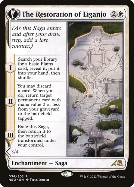 The Restoration of Eiganjo // Architect of Restoration, Magic card NEO 34 — Kamigawa: Neon Dynasty set