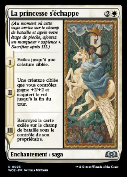 La princesse s'échappe, carte Magic WOE 23 — extension Wilds of Eldraine
