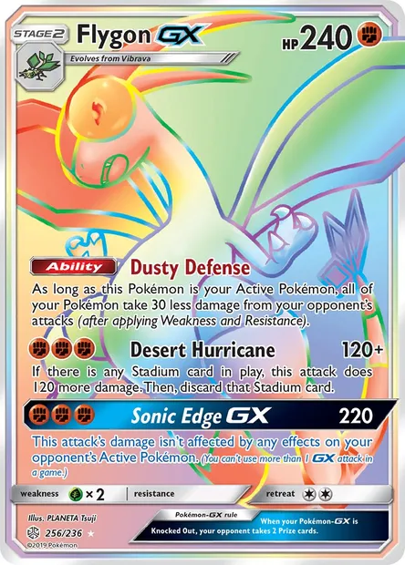 Flygon GX, Pokémon card CEC 256 — Cosmic Eclipse set
