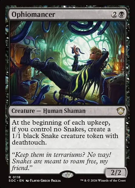 Ophiomancer, Magic card SOC 118 — Secrets of Strixhaven Commander set