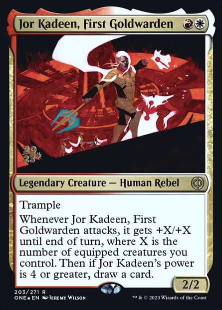 Jor Kadeen, First Goldwarden, Magic card PONE 203s — Phyrexia: All Will Be One Promos set