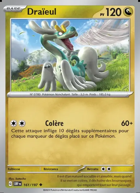 Draïeul, carte Pokémon OBF 161 — extension Flammes Obsidiennes