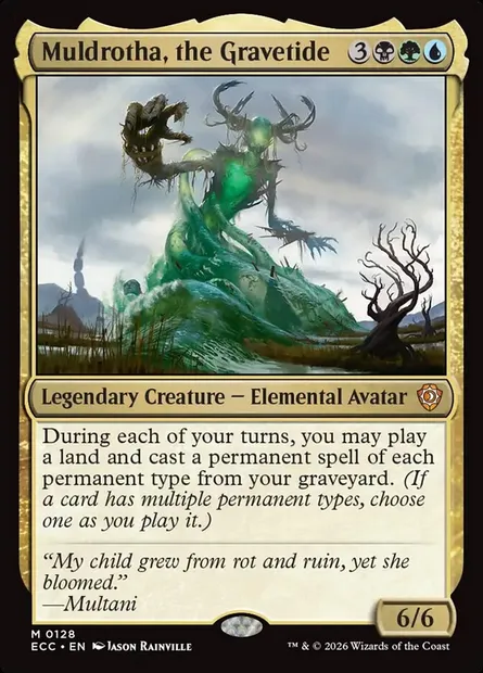 Muldrotha, the Gravetide, Magic card ECC 128 — Lorwyn Eclipsed Commander set