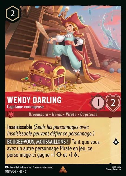 Wendy Darling - Capitaine courageuse, carte Disney Lorcana CH6-108 — extension La Mer Azurite