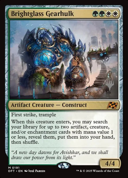 Brightglass Gearhulk, Magic card PDFT 191p — Aetherdrift Promos set