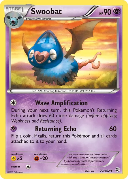 Swoobat, Pokémon card BKT 72 — BREAKthrough set