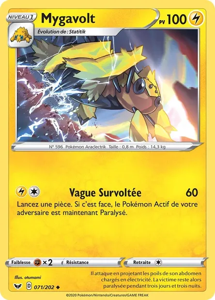 Mygavolt, carte Pokémon SSH 71 — extension Épée et Bouclier