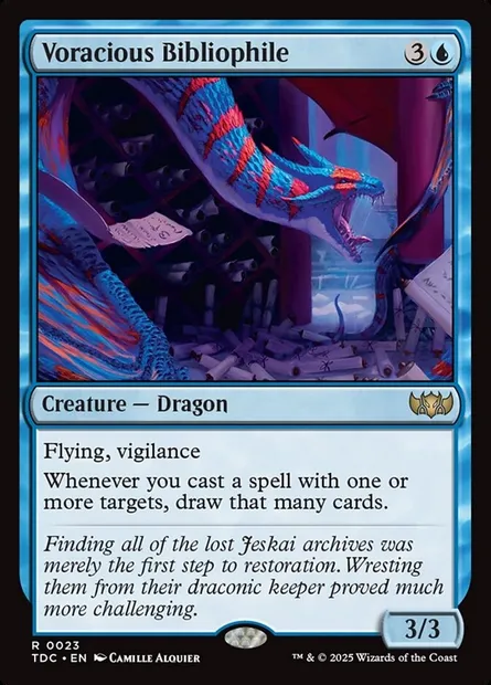 Voracious Bibliophile, Magic card TDC 23 — Tarkir: Dragonstorm Commander set