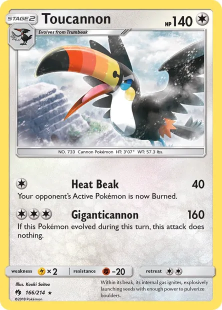Toucannon, Pokémon card LOT 166 — Lost Thunder set