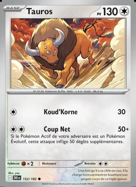 Tauros, carte Pokémon DRI 152 — extension Rivalités Destinées
