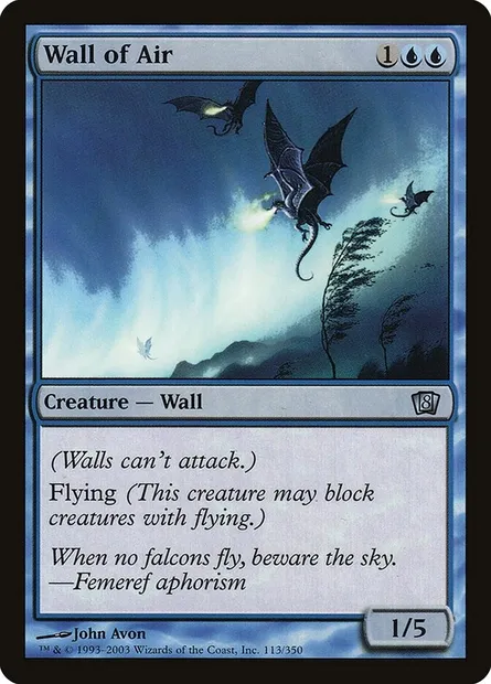 Mur d'air, carte Magic 8ED 113★ — extension Huitième Edition