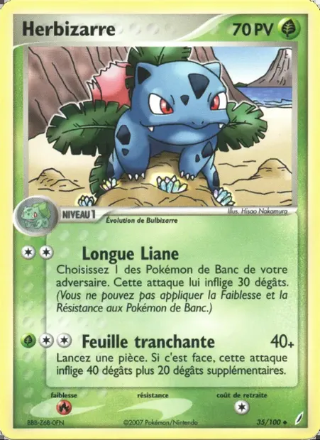 Herbizarre, carte Pokémon CG 35 — extension EX Gardiens de Cristal