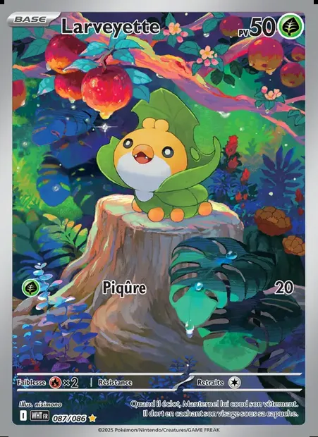 Larveyette, carte Pokémon WHT 087 — extension Flamme Blanche