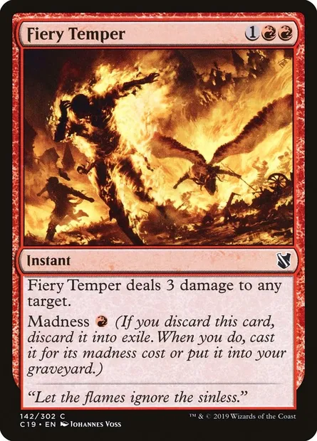 Fiery Temper, Magic card C19 142 — Commander 2019 set