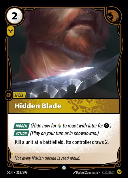 Hidden Blade, Riftbound card OGN 213 — Origins set