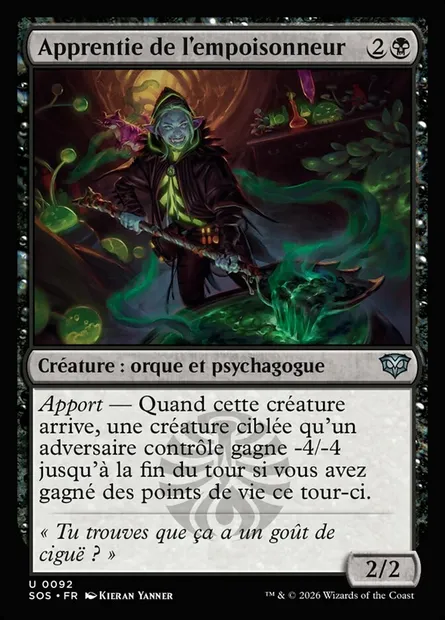 Apprentie de l'empoisonneur, carte Magic SOS 92 — extension Secrets of Strixhaven