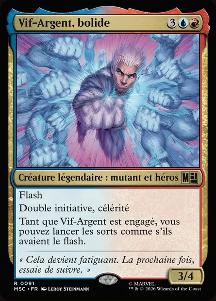Vif-Argent, bolide, carte Magic MSC 91 — extension Marvel Super Heroes Commander