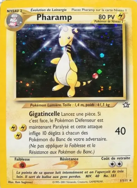 Pharamp, carte Pokémon NG 1 — extension Neo Genesis