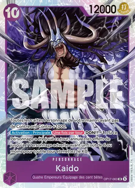 Kaido, carte One Piece OP17-063 — extension LES GUERRIERS LES PLUS PUISSANTS AU MONDE