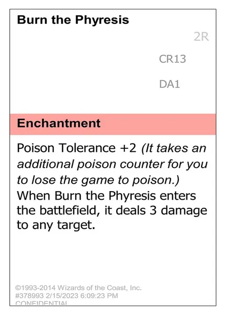 Burn the Phyresis, Magic card UNK CR13 — Unknown Event set