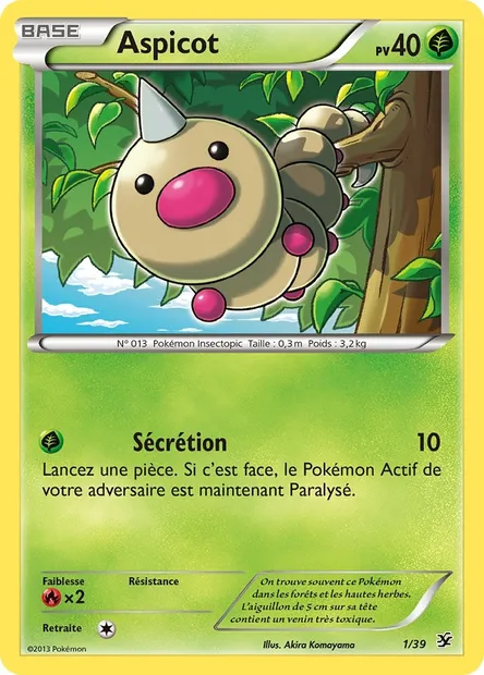 Aspicot, carte Pokémon KSS 1 — extension Bienvenue à Kalos