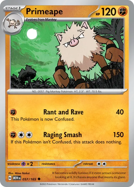 Primeape, Pokémon card MEW 057 — 151 set