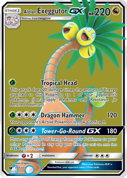 Alolan Exeggutor GX, Pokémon card CIN 107 — Crimson Invasion set