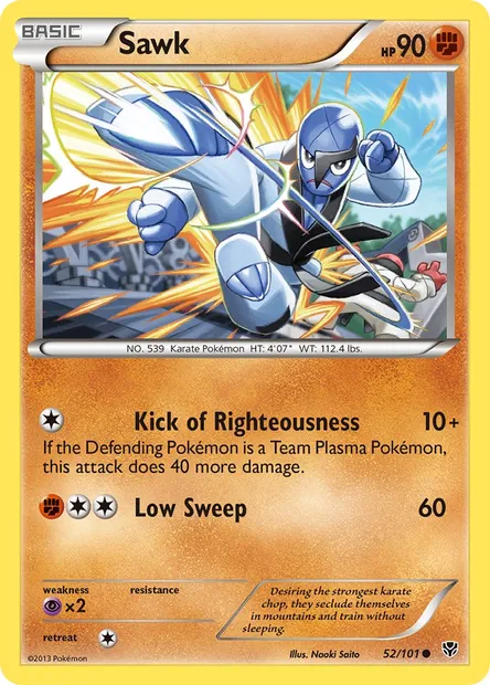 Sawk, Pokémon card PLB 52 — Plasma Blast set