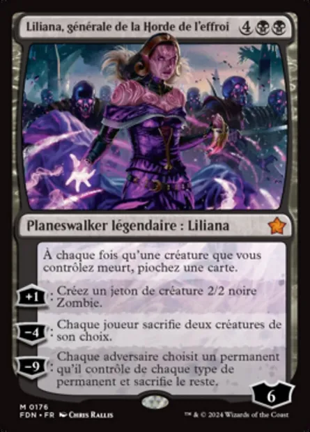 Liliana, générale de la Horde de l'effroi, carte Magic FDN 176 — extension Foundations