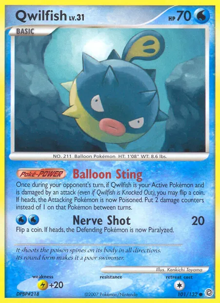 Qwilfish, Pokémon card SW 101 — Secret Wonders set