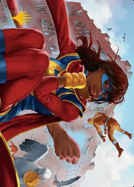 Ms. Marvel, Kamala Khan // Ms. Marvel, Kamala Khan, Magic card AMSH 5 — Marvel Super Heroes Art Series set