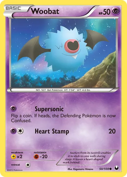 Woobat, Pokémon card DEX 50 — Dark Explorers set